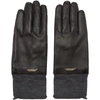 UNDERCOVER UNDERCOVER BLACK LEATHER AND WOOL UC GLOVES