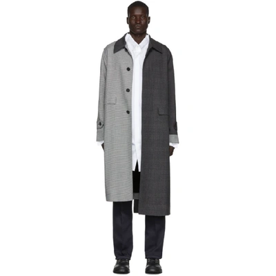 Loewe Asymmetric Checked Wool Coat In White