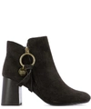 SEE BY CHLOÉ SEE BY CHLOÉ ZIPPED BLOCK HEEL ANKLE BOOTS