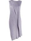 Issey Miyake Pleated Asymmetric-hem Dress In Grey