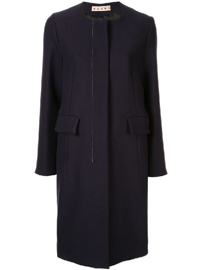 Marni Front Button Coat In Blue