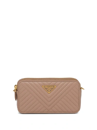 Prada Mini Quilted Shoulder Bag In Neutrals