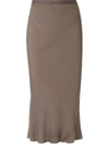 Rick Owens Stretch Fit Midi Skirt In Brown