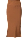 Rick Owens Stretch Fit Midi Skirt In Brown