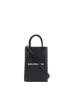 Balenciaga Mini Shopping Phone Pouch In Black