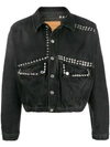 MARTINE ROSE STUD-EMBELLISHED CROPPED DENIM JACKET