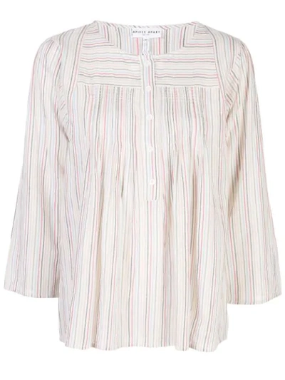 Apiece Apart Striped Loose Fit Blouse In White