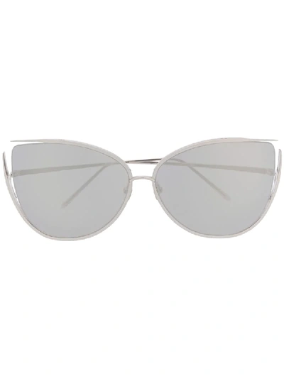 Linda Farrow Flyer Tinted Sunglasses In Silver