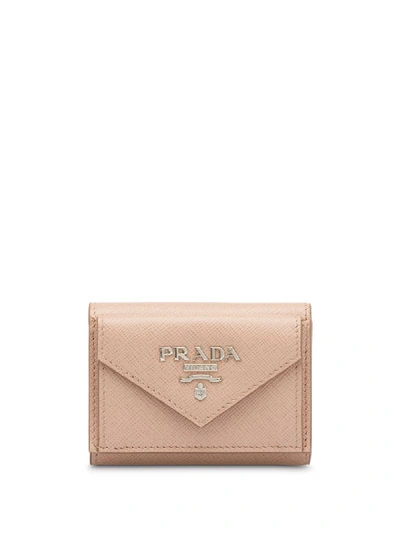 Prada Logo-plaque Envelope Wallet In Pink