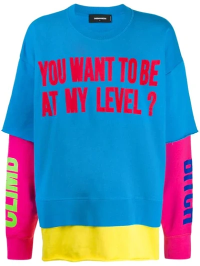 Dsquared2 Block Colour Slogan Sweatshirt In Blue