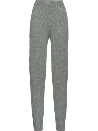 Prada Mid-rise Cashmere Track Trousers In Grey