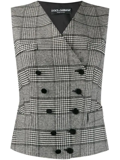 Dolce & Gabbana Checked Silk And Wool-blend Waistcoat In S8100