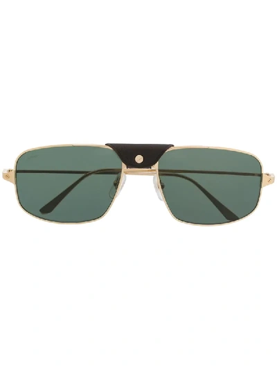 Cartier Santos De  Rectangular-frame Sunglasses In Gold