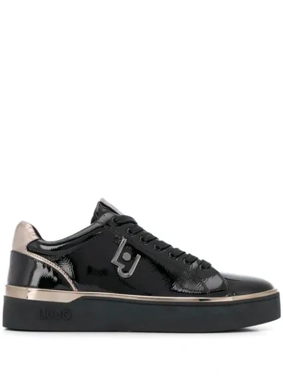 Liu •jo Low Top Patent-leather Sneakers In Black