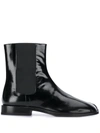 Maison Margiela Tabi Split-toe Patent-leather Chelsea Boots In Black