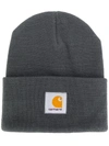 Carhartt Logo Patch Beanie In Grey