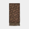 BURBERRY TB Monogram Jacquard Scarf in Brown Cashmere
