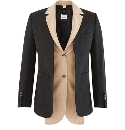 Burberry Waistcoat Insert Single-breasted Wool Jacket In Black