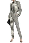 ANN DEMEULEMEESTER STRIPED CRINKLED COTTON AND RAMIE-BLEND TWILL TAPERED trousers,3074457345621050244