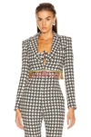 AREA HOUNDSTOOTH CROPPED BOLERO JACKET,ARFE-WO1