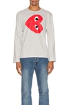 COMME DES GARÇONS PLAY SIDEWAYS HEART LOGO LONGSLEEVE TEE,CDES-MS71