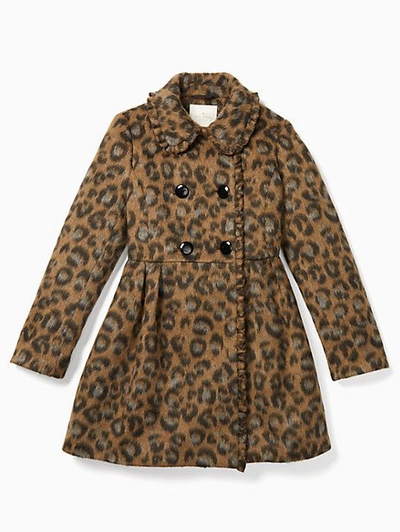 Kate Spade Key Pieces Brushed Leopard Ruffle Trim Coat In Hazelnut |  ModeSens