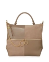See By Chloé See By Chloe Emy Large Color-block Leather & Suede Shoulder Bag In Motty Gray/gold