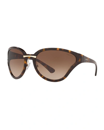 Prada 68mm Oversize Wrap Butterfly Sunglasses In Brown Gradient