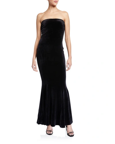Norma Kamali Strapless Fishtail Gown In Black