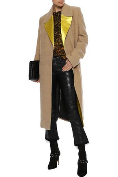 Haider Ackermann Woman Double-breasted Satin-trimmed Brushed-wool Coat Sand