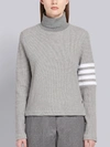Thom Browne Cotton Compact Waffle Knit Sweater In Grey