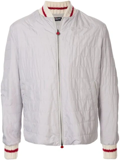 Kiton Quilted Bomber Jacket In White