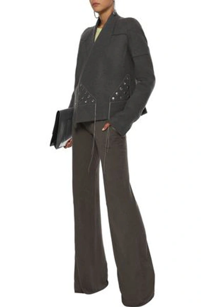 Rick Owens Woman Camel Hair And Linen-blend Jacket Dark Gray