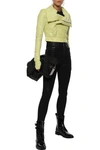 RICK OWENS RICK OWENS WOMAN CROPPED COATED-LEATHER BIKER JACKET CHARTREUSE,3074457345620952655