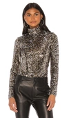 MILLY MILLY LEOPARD SEQUINS TURTLE NECK IN METALLIC GOLD.,MILL-WS477