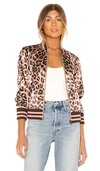 Mother Letterman Leopard-print Satin Bomber Jacket In Wildcat