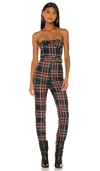 Superdown Sable Strapless Jumpsuit In Plaid Multi