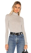 Atm Anthony Thomas Melillo Micro Modal Rib Turtleneck Top In Heather Grey