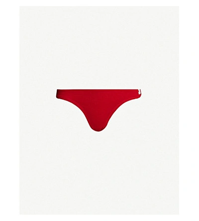 Les Girls Les Boys Cool Cotton Stretch-cotton Thong In Red