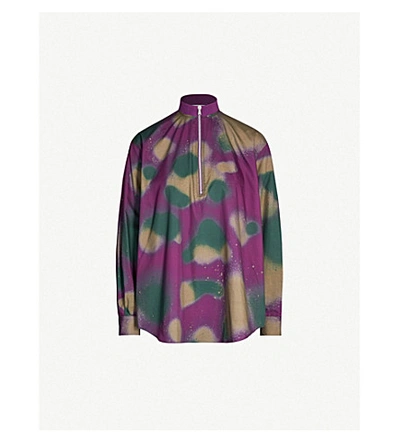 Artica Arbox Splatter-print Cotton And Silk-blend Shirt In Spray Violet