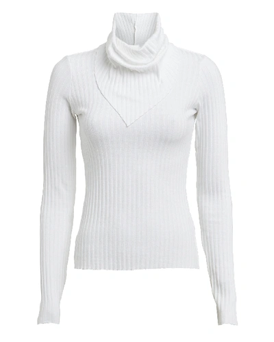 The Range Framed Rib Knit Scarf Turtleneck In White