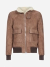 OFFICINE GENERALE SUEDE AND SHEARLING BOMBER JACKET