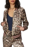Mother Letterman Leopard-print Satin Bomber Jacket In Wildcat