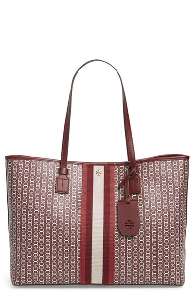 Tory Burch Gemini Link Coated Canvas Tote - Red In Royal Burgundy Gemini Link