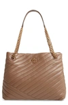 Tory Burch Kira Chevron Quilted Leather Tote In Classic Taupe