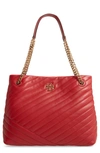 Tory Burch Kira Chevron Quilted Leather Tote In Red Apple