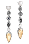 JOHN HARDY CLASSIC CHAIN MULTI STONE LINEAR DROP EARRINGS,EZS90518WMOHEBN