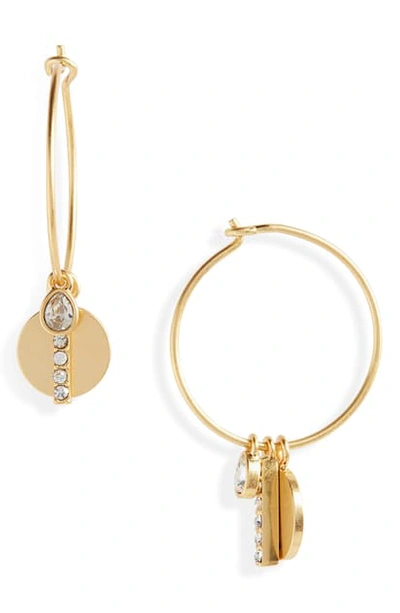 Madewell Pave Mix-and-match Charm Hoop Earrings In Vintage Gold