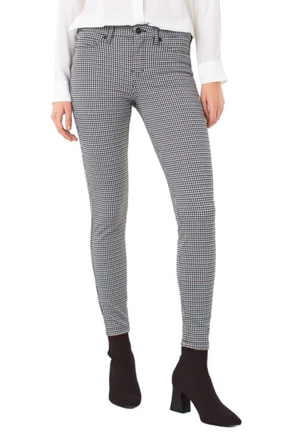 Liverpool Houndstooth Check Super Skinny Knit Trousers In Whisper White/ Black