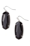 Kendra Scott Faceted Elle Drop Earrings In Rhodium/ Black Cats Eye